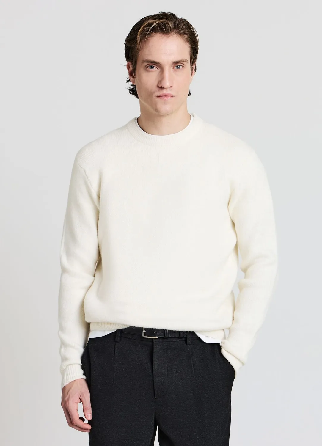 Calliope Pull Col Rond Maille Duveteuse Homme Hiver