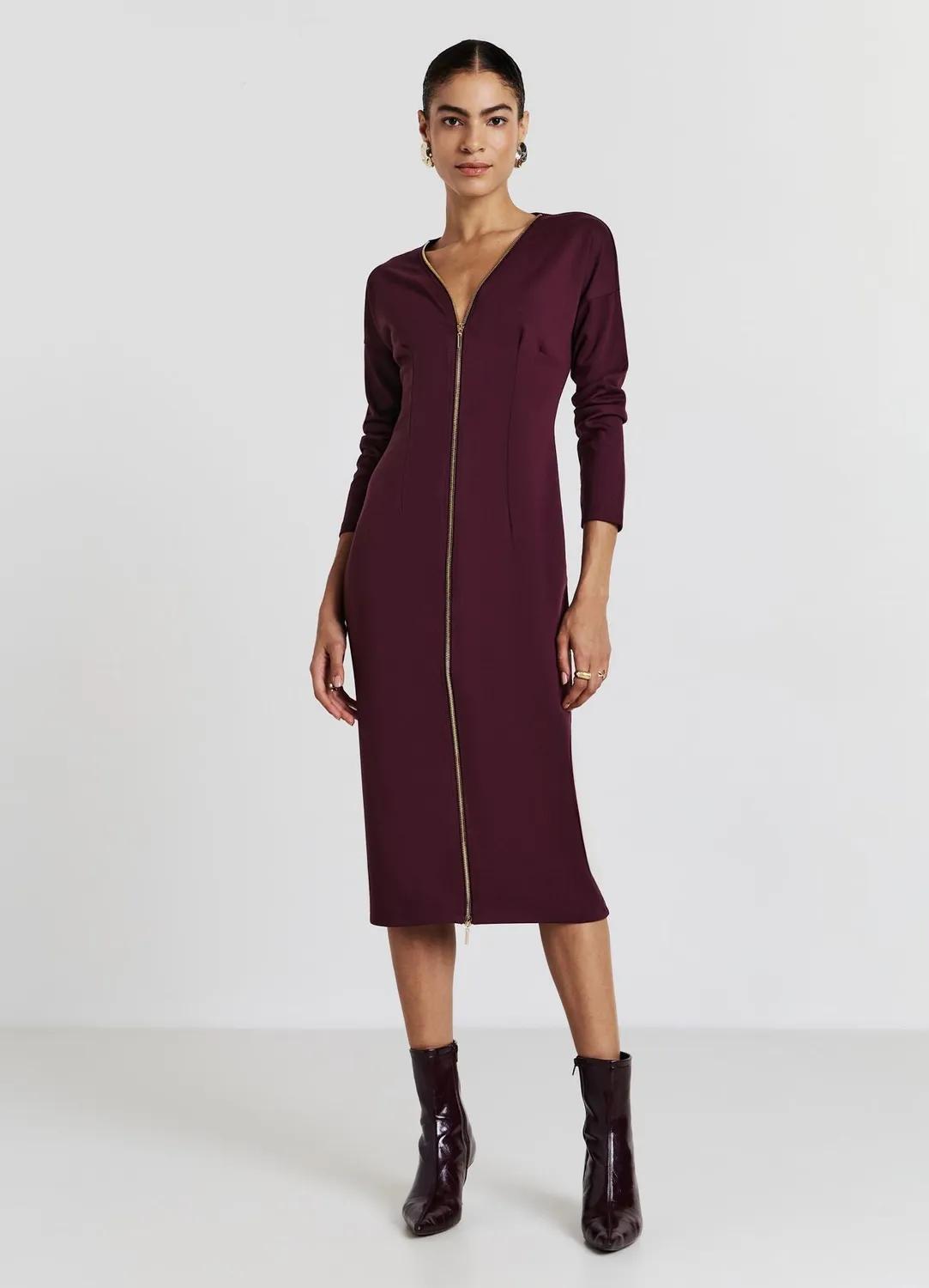 Calliope robe longue zip doré femme unie