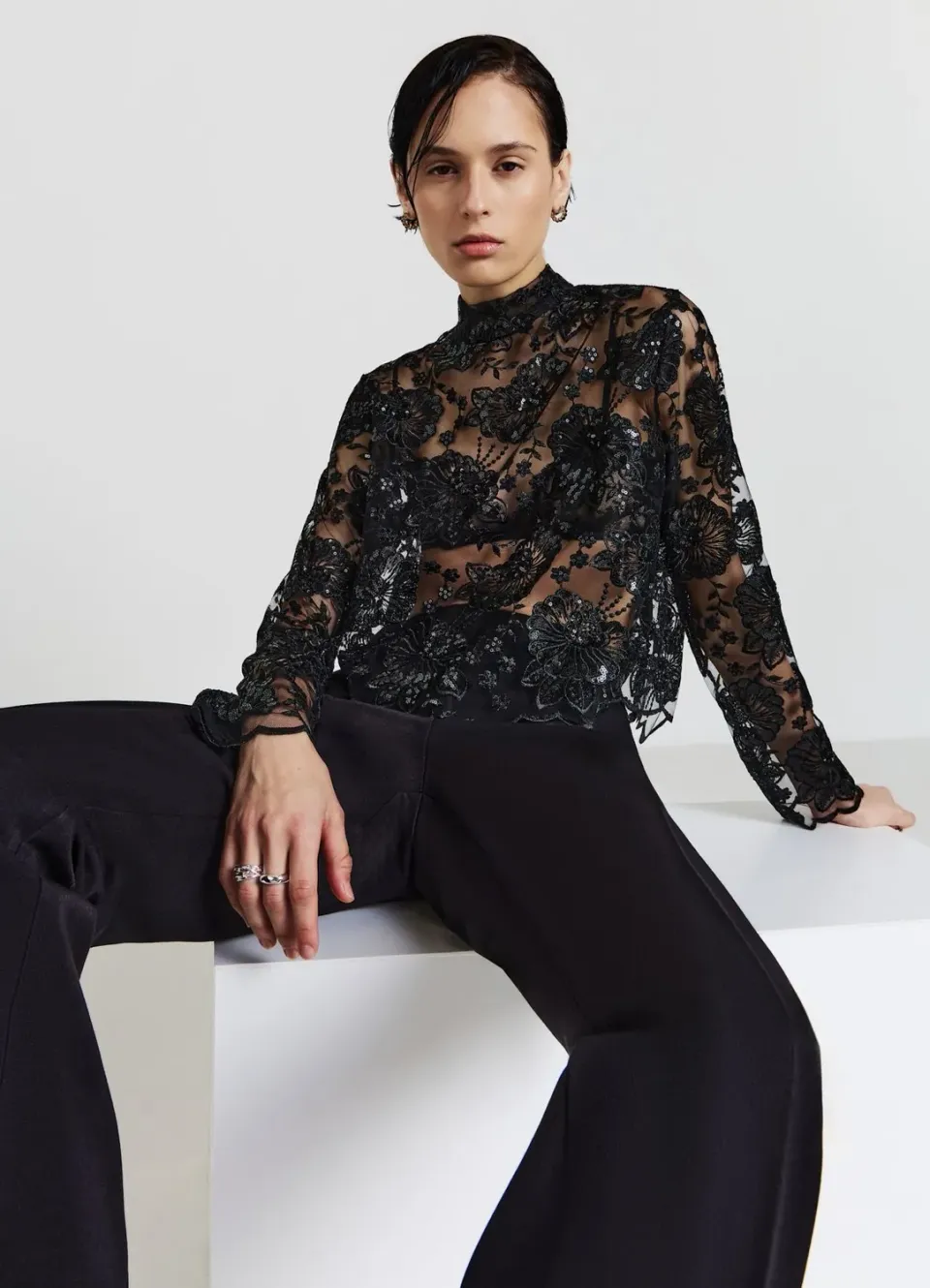 Calliope Atelier blouse femme tulle paillettes