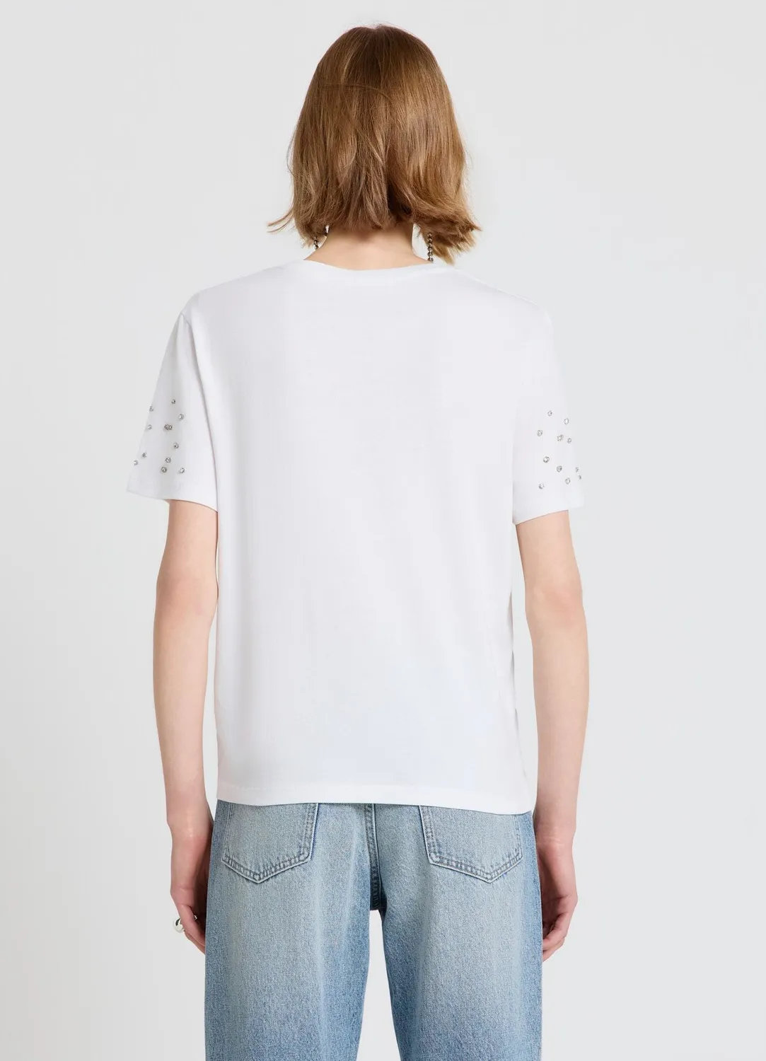 Calliope t-shirt strass femme manches courtes droit