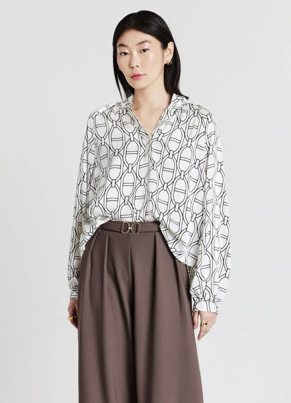 Calliope blouse femme imprimé chaîne manches raglan