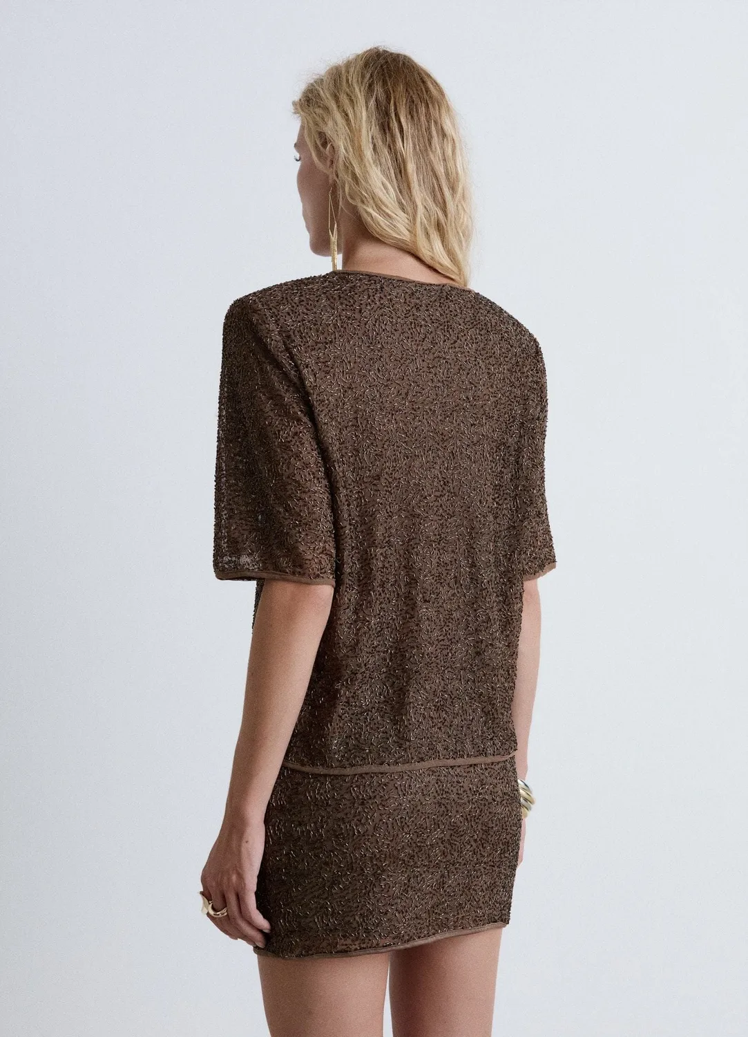 Calliope t-shirt brillant femme applications col rond