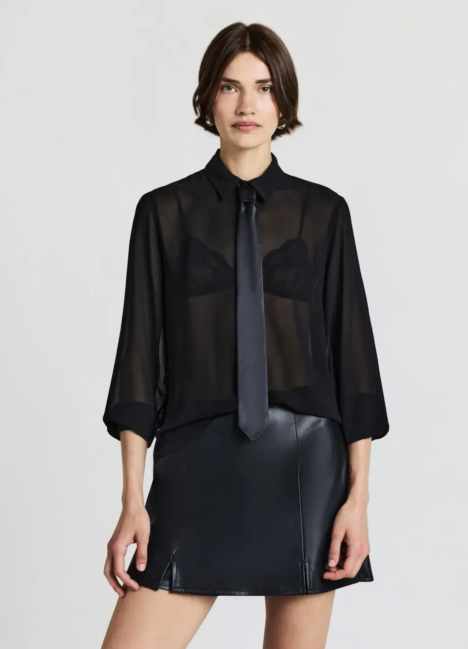 Calliope chemise georgette à lavallière manches longues