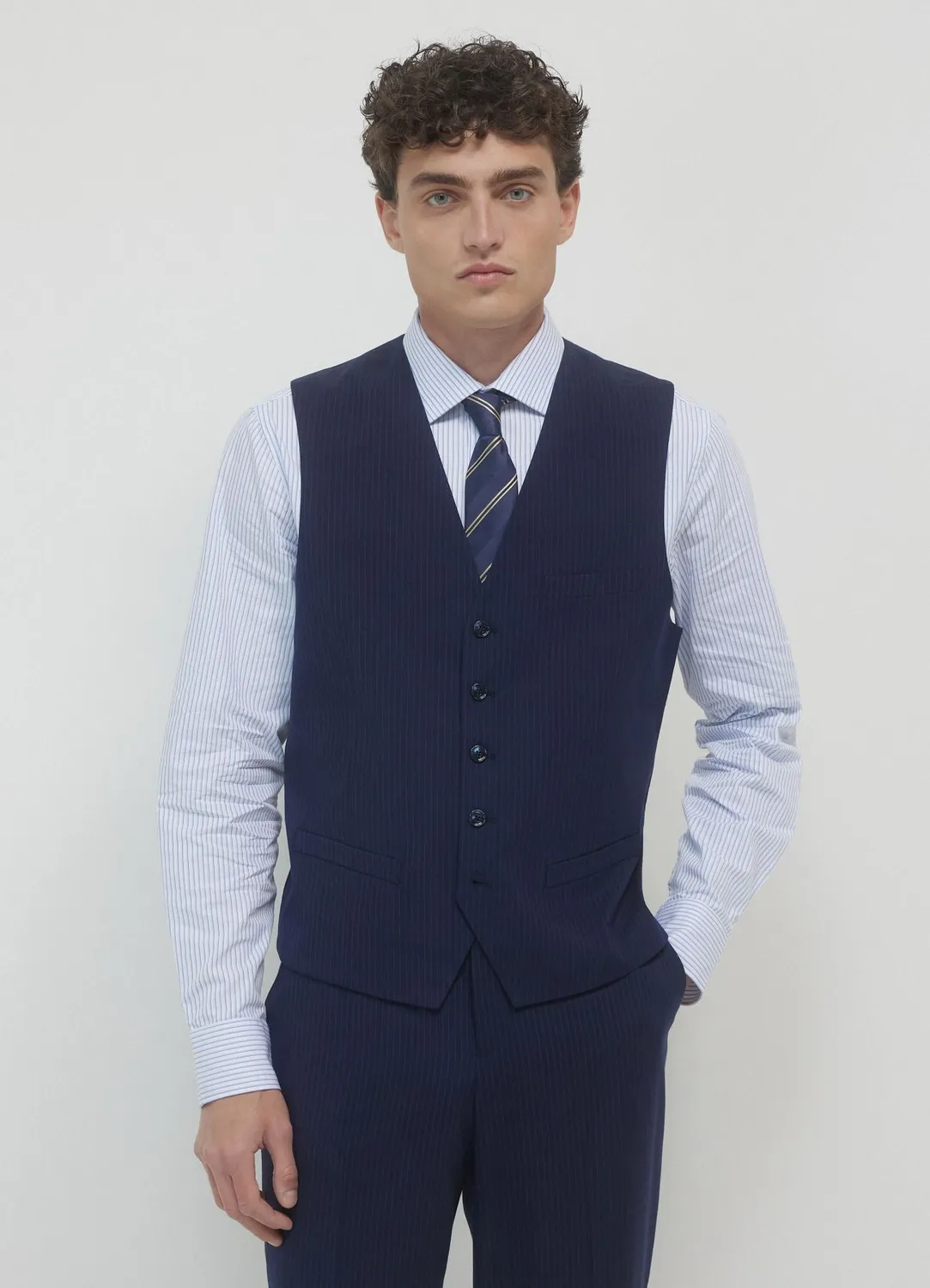 Calliope gilet rayé homme à boutons