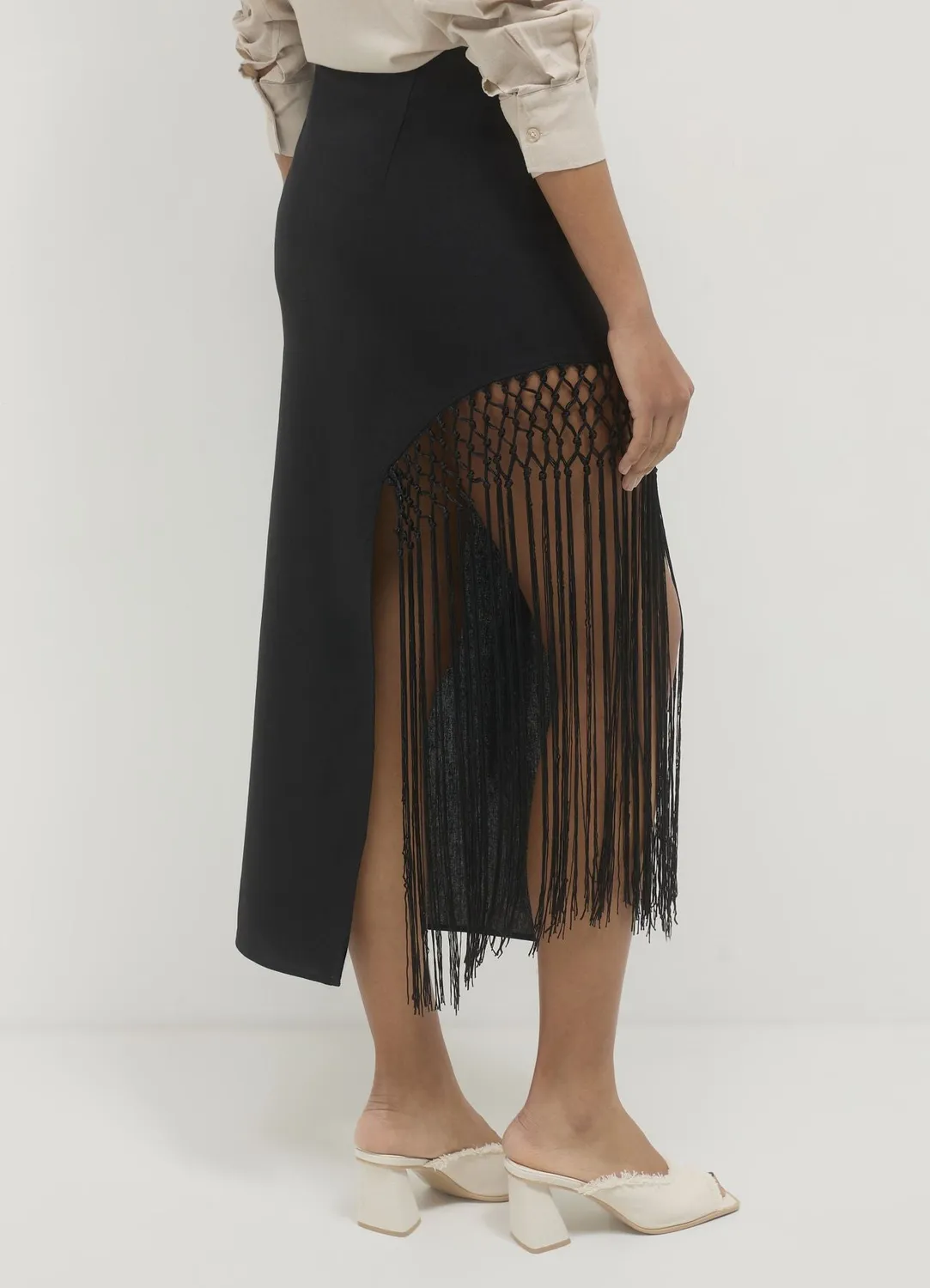 Calliope jupe longue fente franges femme