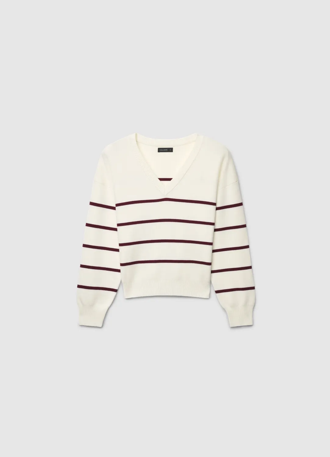 Calliope pull col V femme rayé manches longues