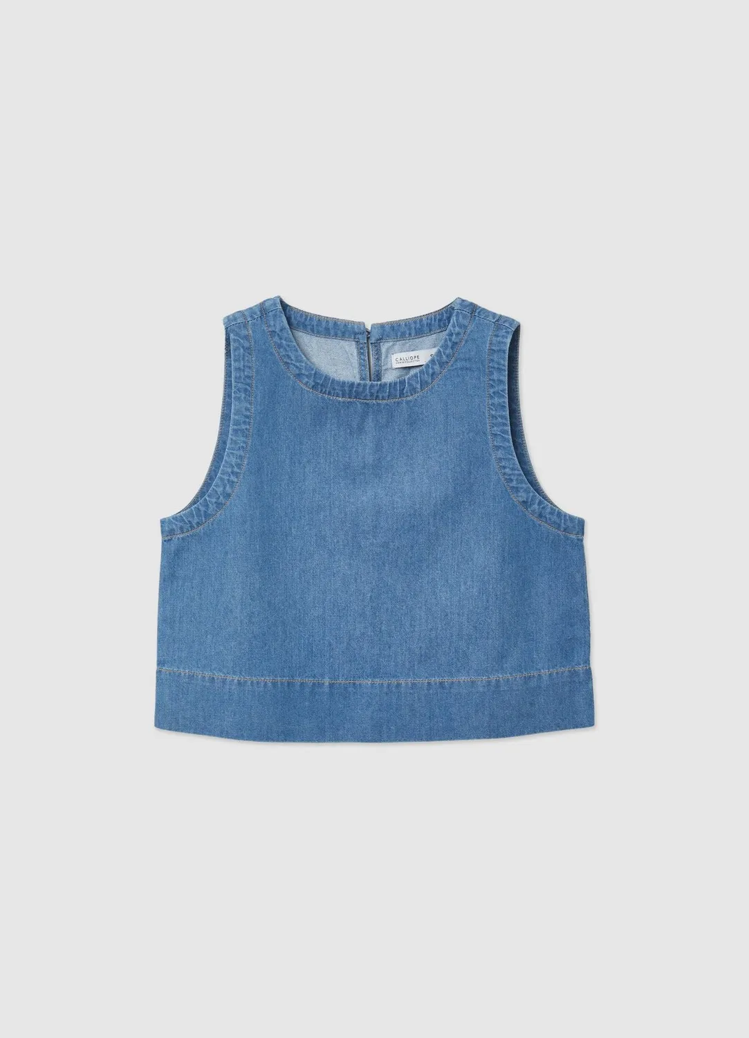 Calliope top denim femme boutons dos sans manches