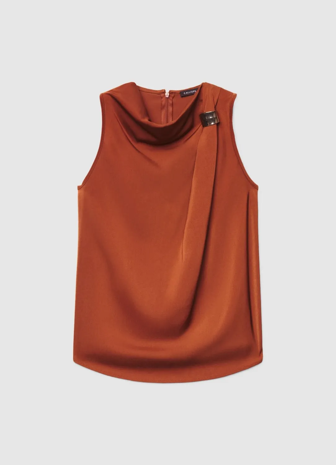 Calliope top satin femme anneau épaule drapé