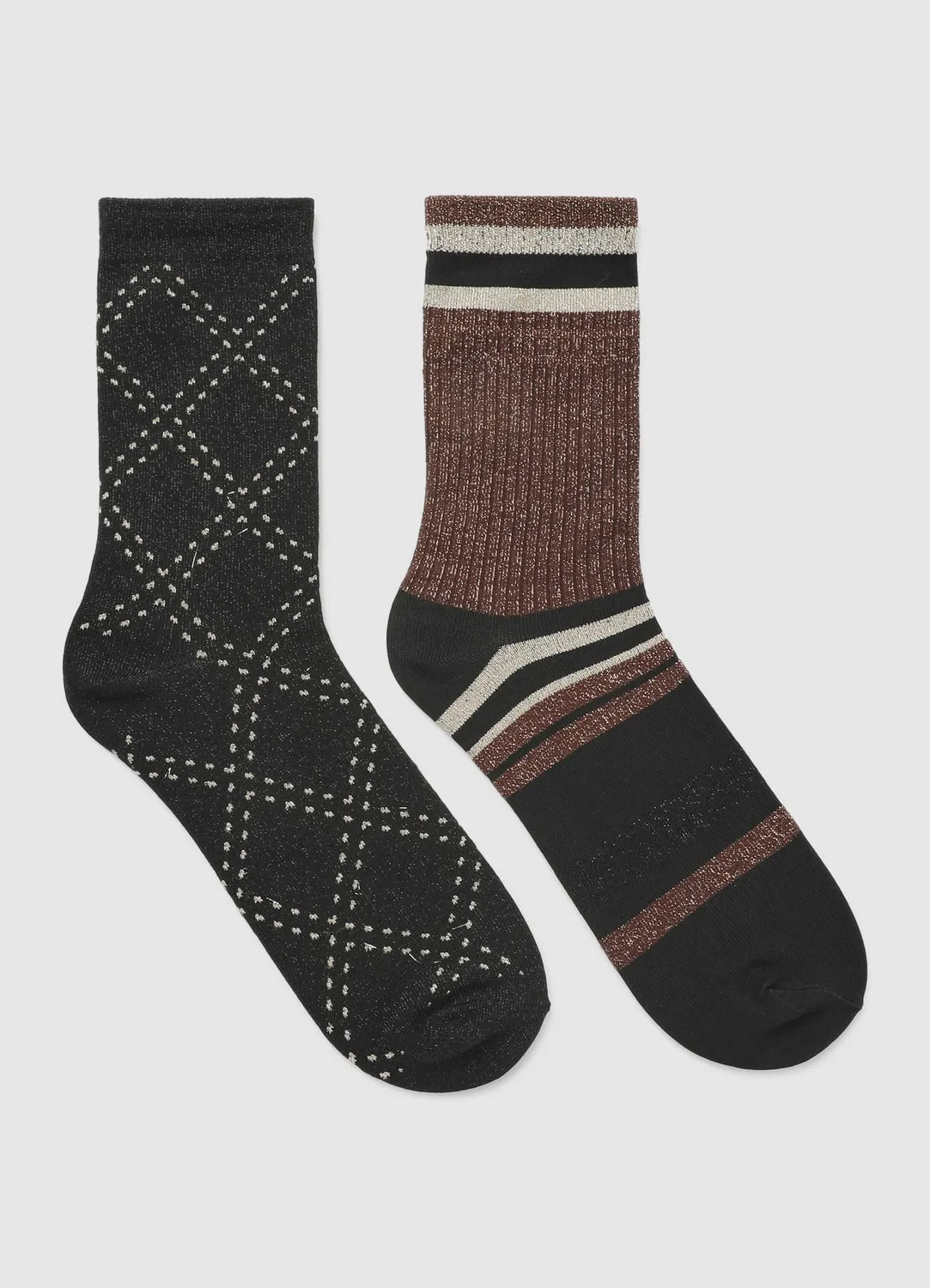 Calliope chaussettes femme lot 2 paires losanges rayures