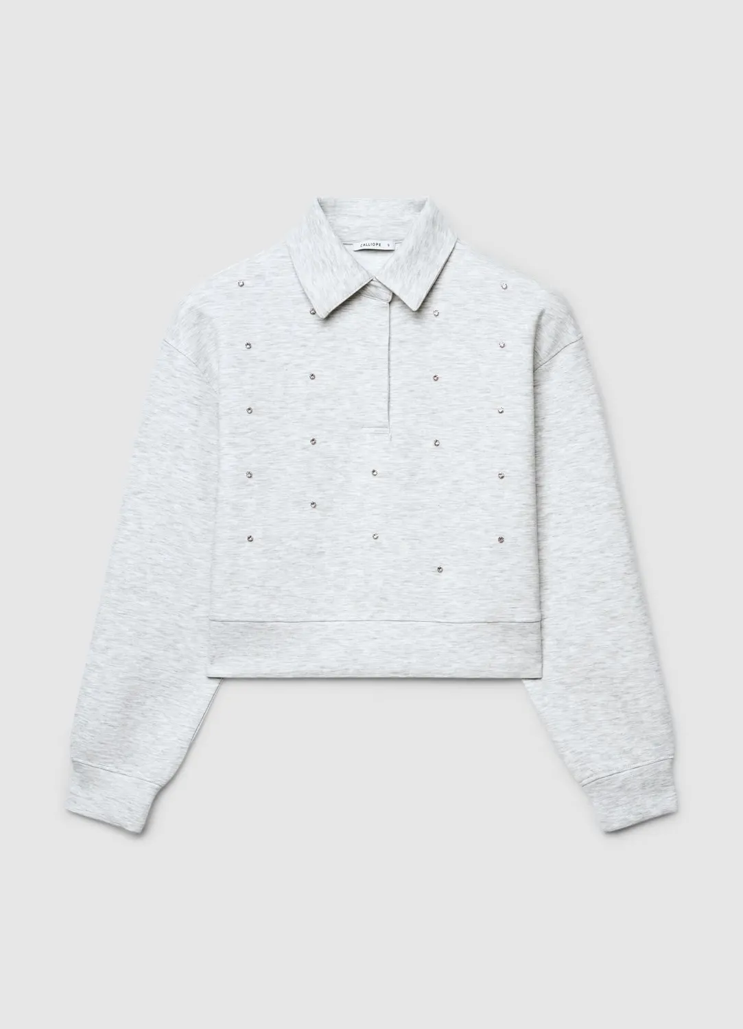 Calliope sweat col chemise strass femme uni