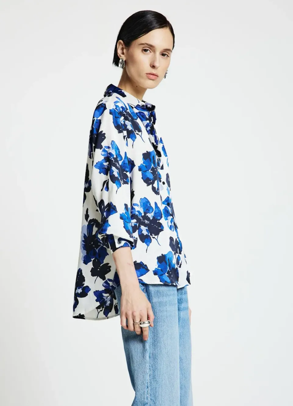Calliope chemise fleurs satinée femme