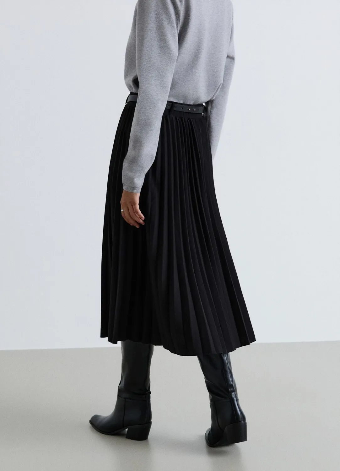 Calliope Jupe midi plissée femme ceinture évasée