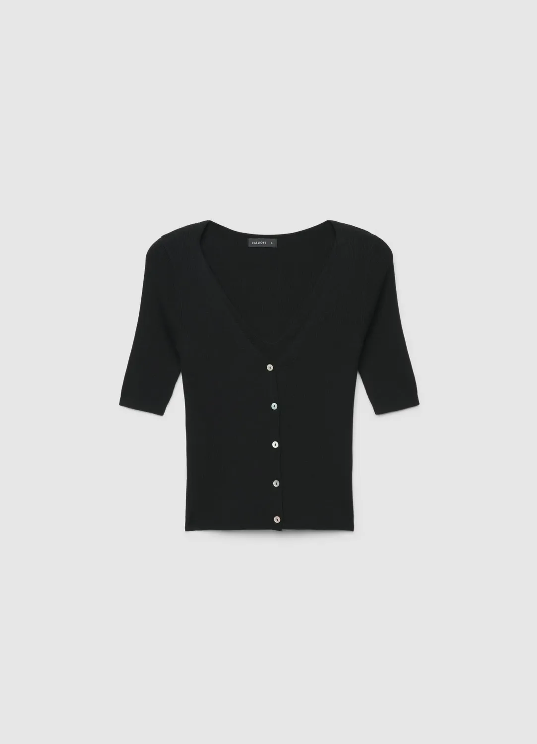 Calliope t-shirt côtelé col V boutons uni
