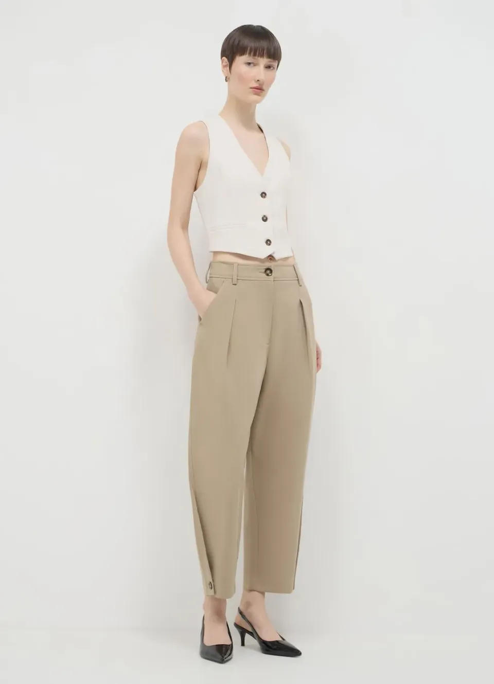 Calliope Pantalon barrel fit regular taille S uni