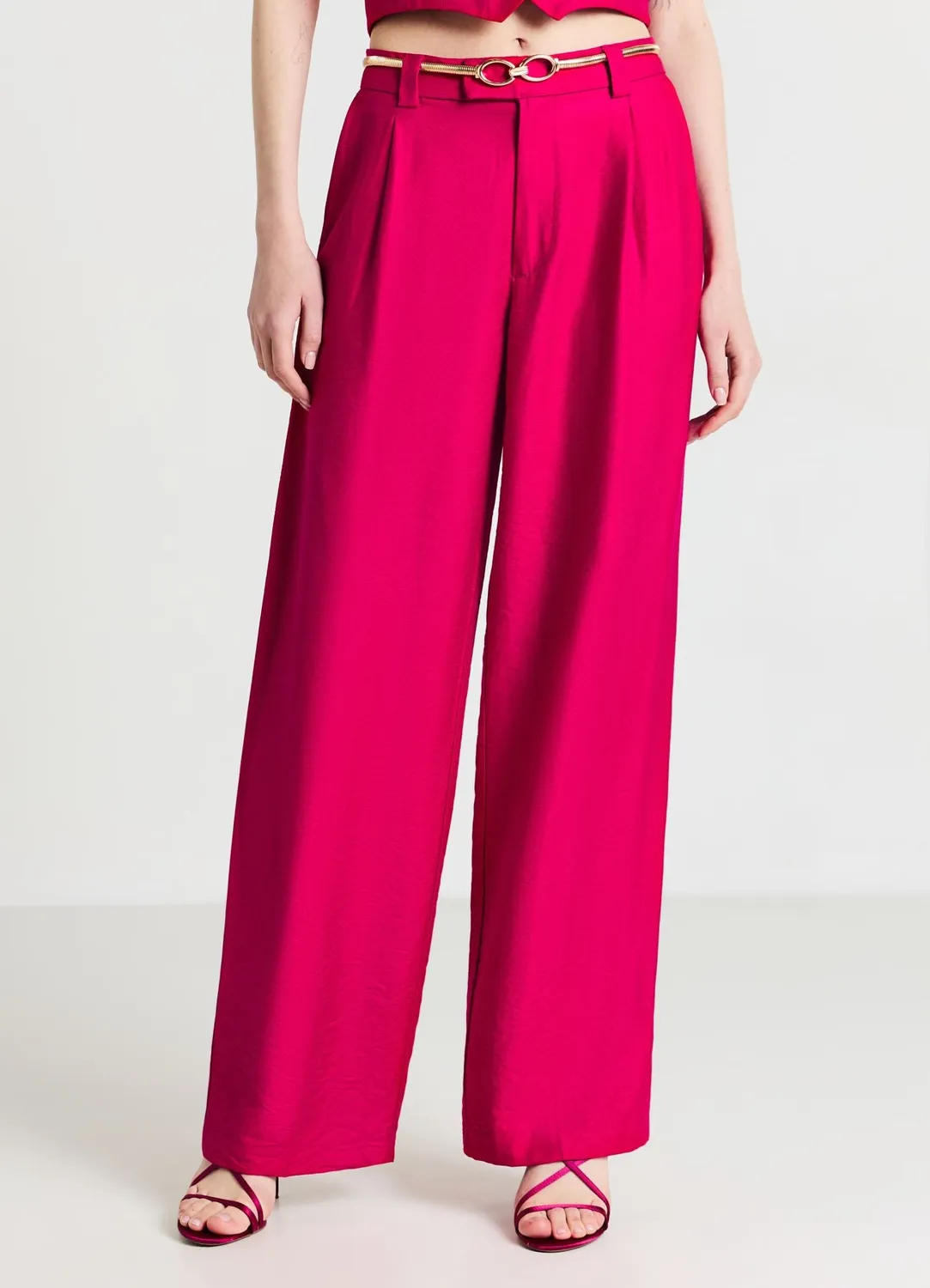 Calliope pantalon palazzo uni poches latérales