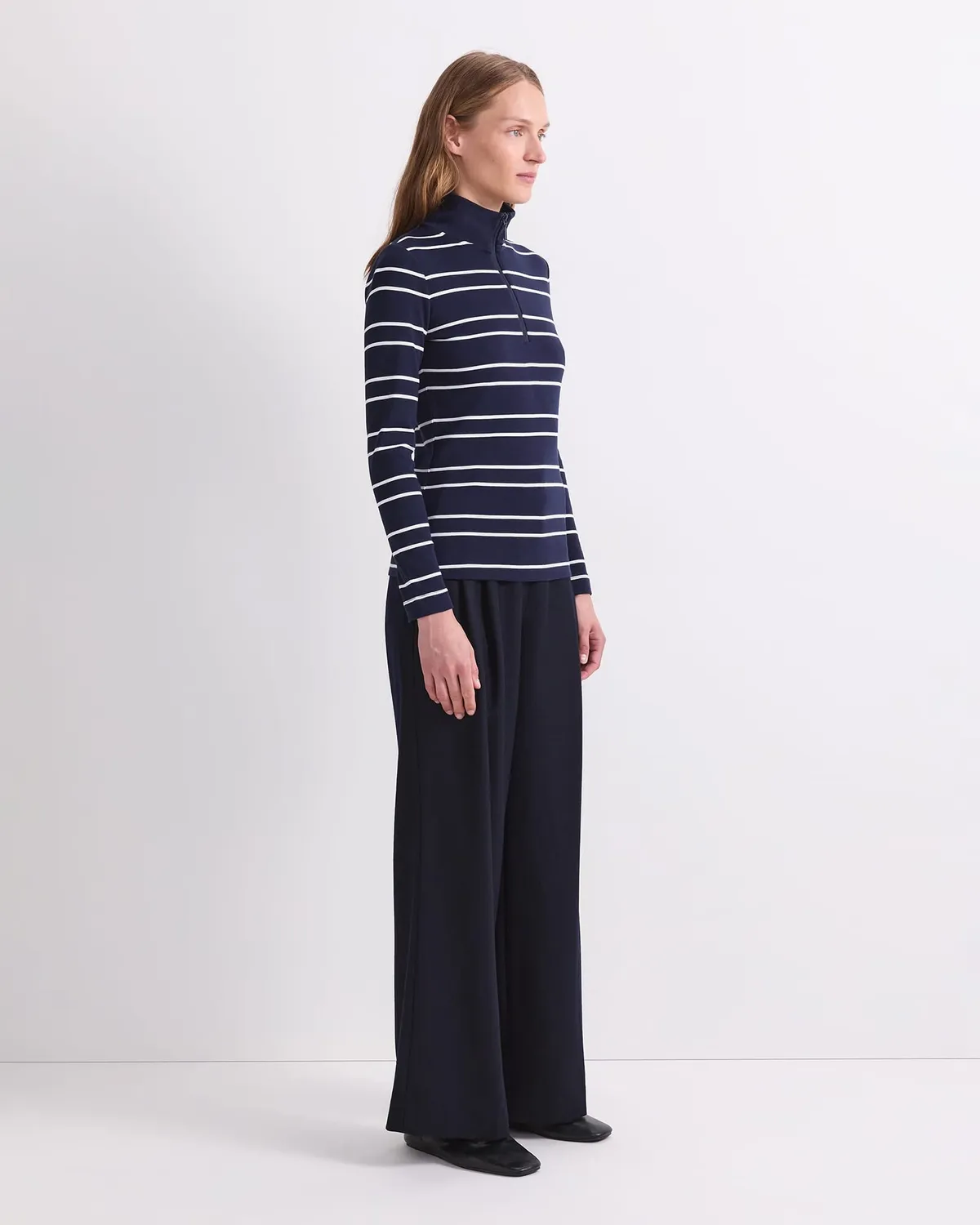 Sportscraft Lucy Stripe Zip Funnel Neck pull rayé