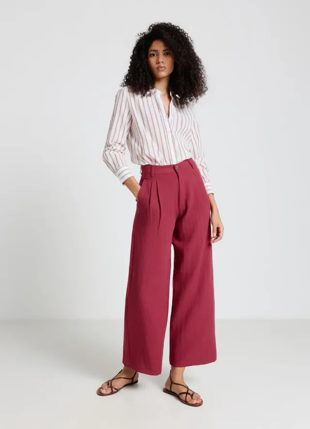 Calliope chemise rayée femme chemisier col coréen