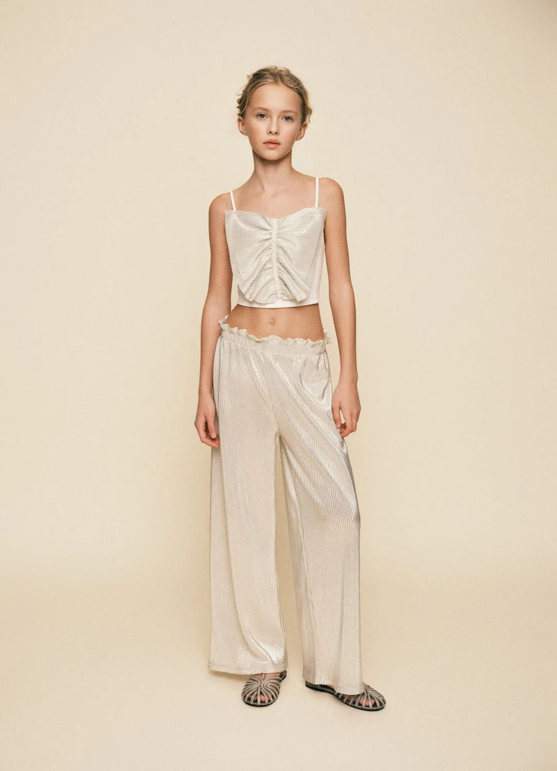 Calliope pantalon fille palazzo plissé brillant