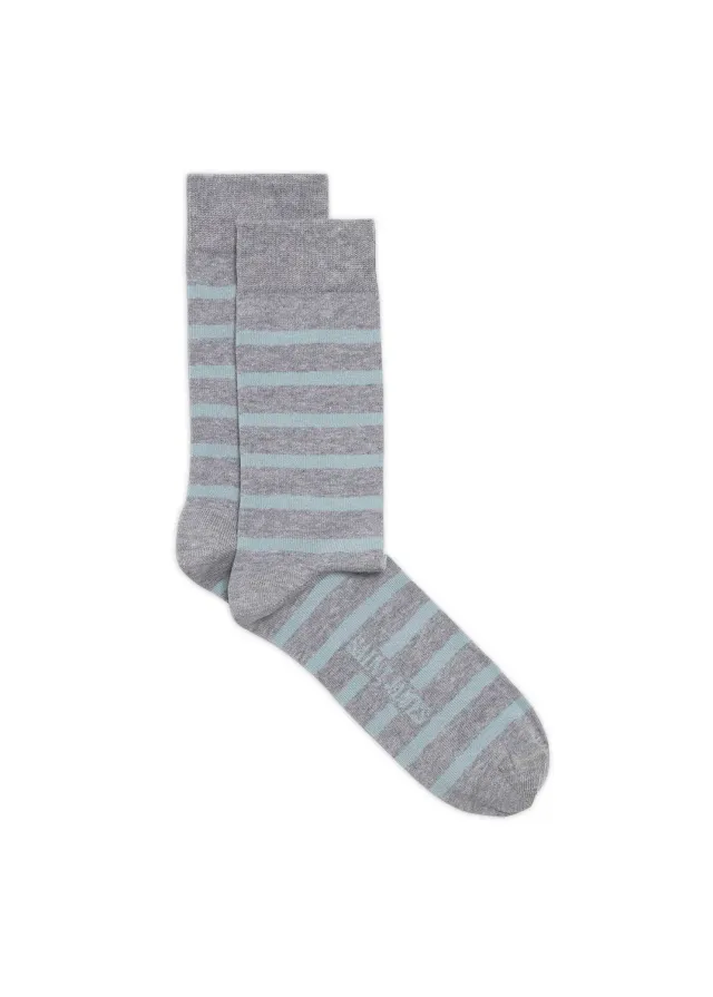 Saint James chaussettes rayées coton perle chine céleste