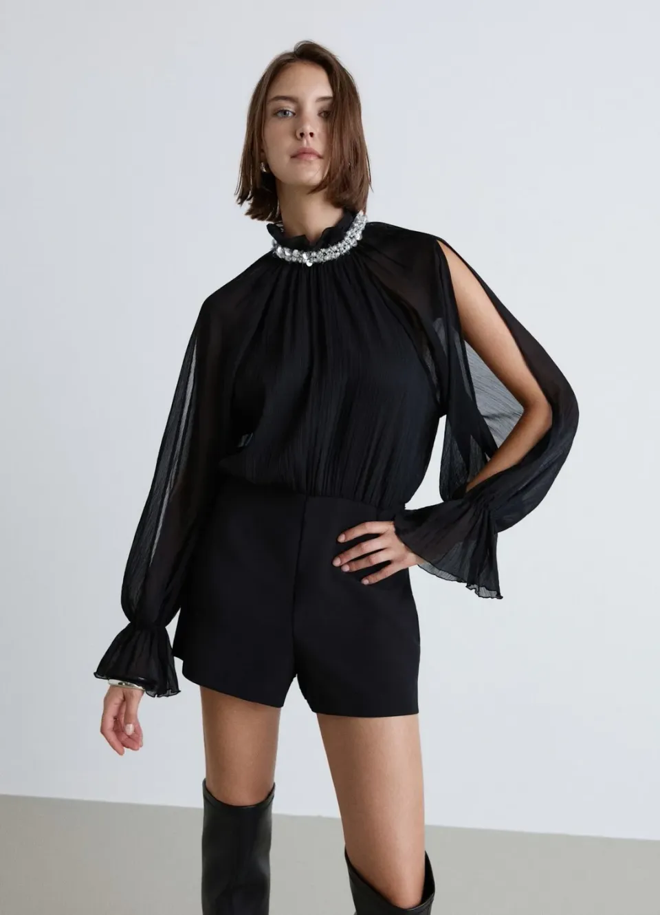 Calliope Atelier mini robe col bijou festive