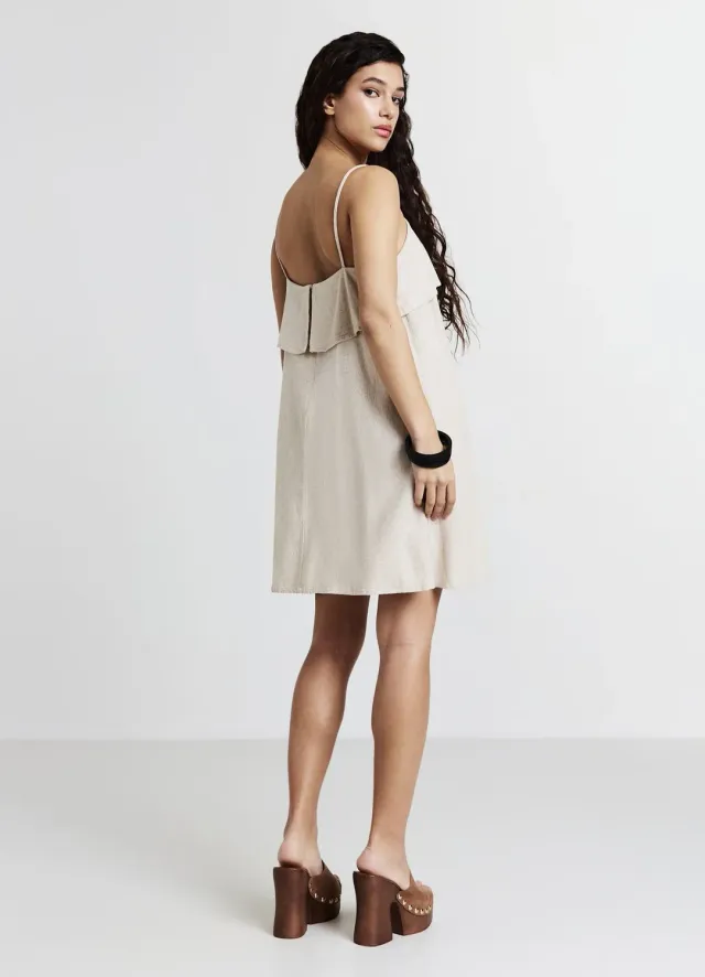 Calliope robe courte femme en lin bretelles fines