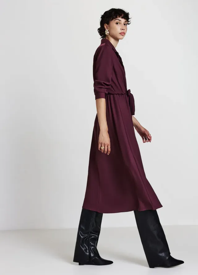 Calliope robe chemise longue femme coton nœud
