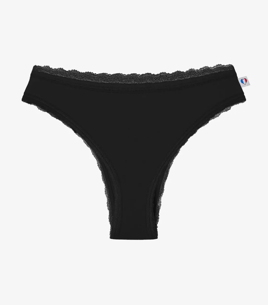 Cocorico Intemporel tanga femme noir dentelle