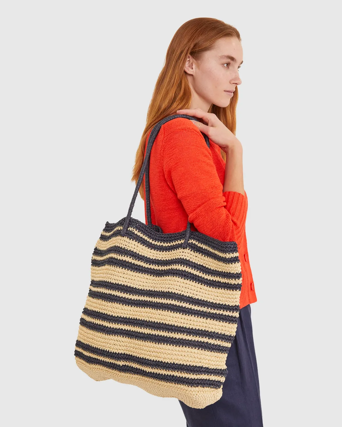 Sportscraft Raffia sac plage rayures grand format