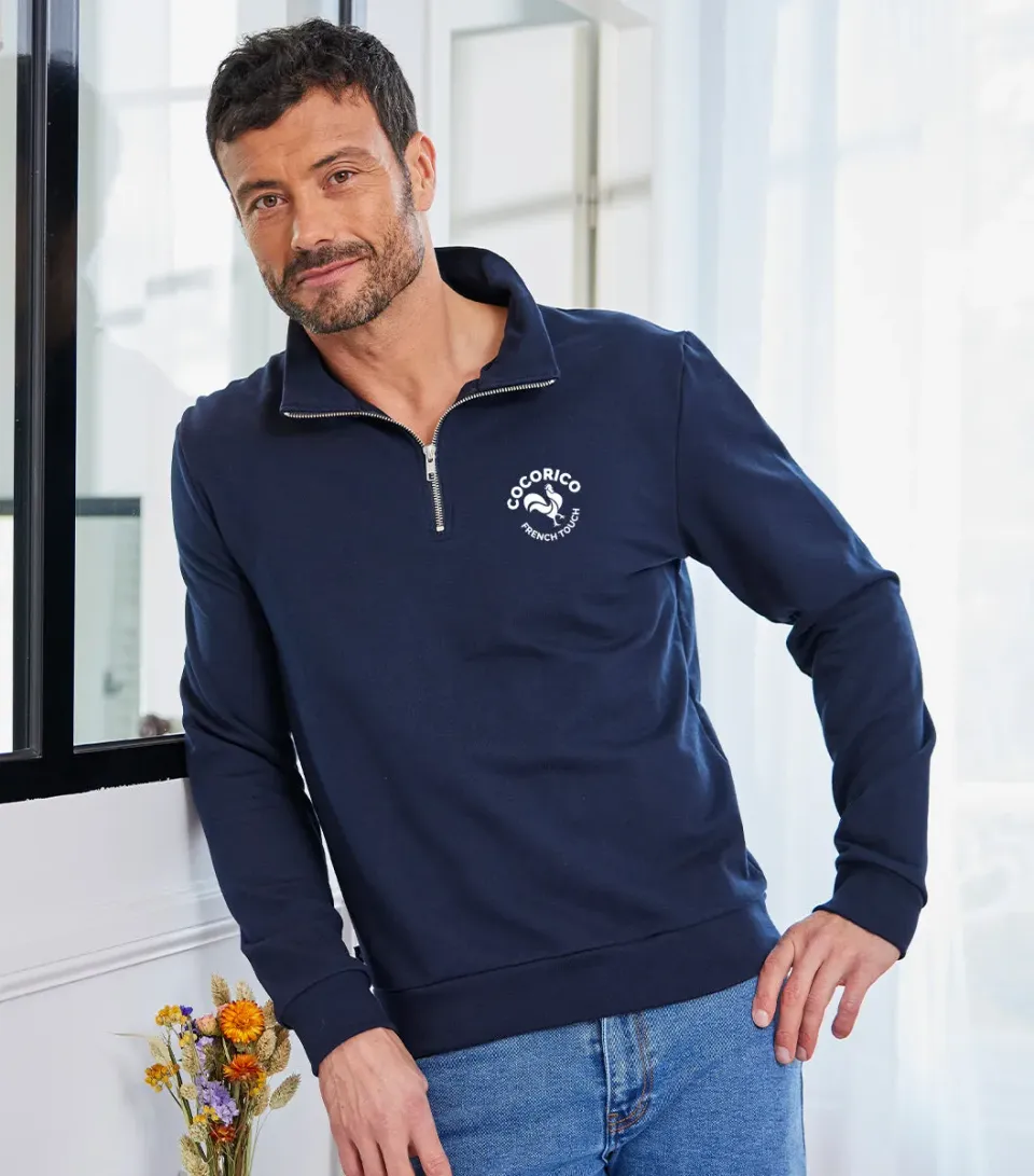 Cocorico Camionneur sweat homme marine molleton 330