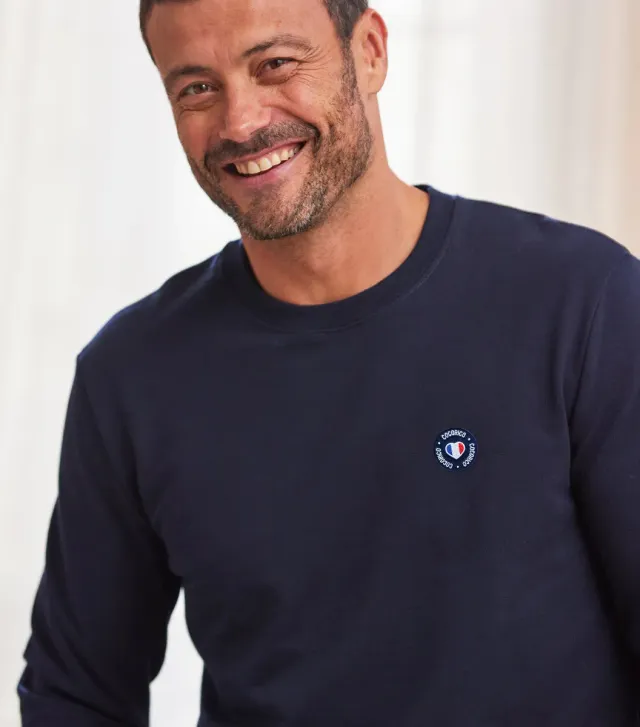 Cocorico Blason sweat homme marine coton