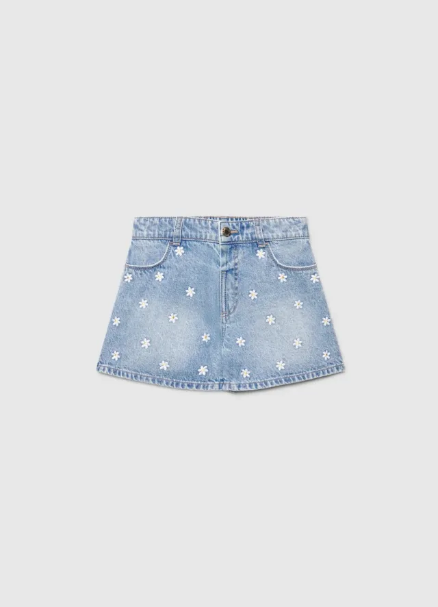 Calliope Short Jean short fille broderie florale