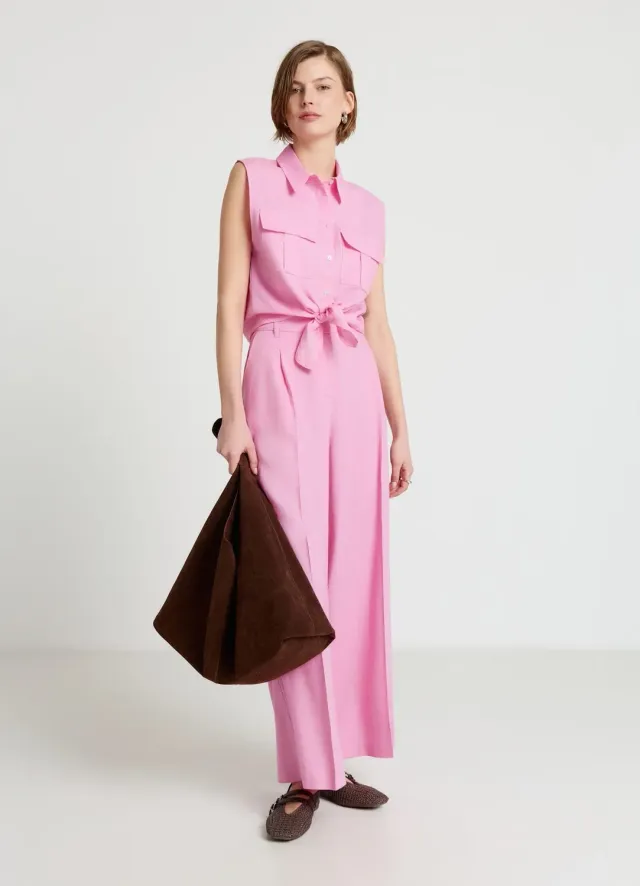 Calliope chemise sans manches lin nœud femme