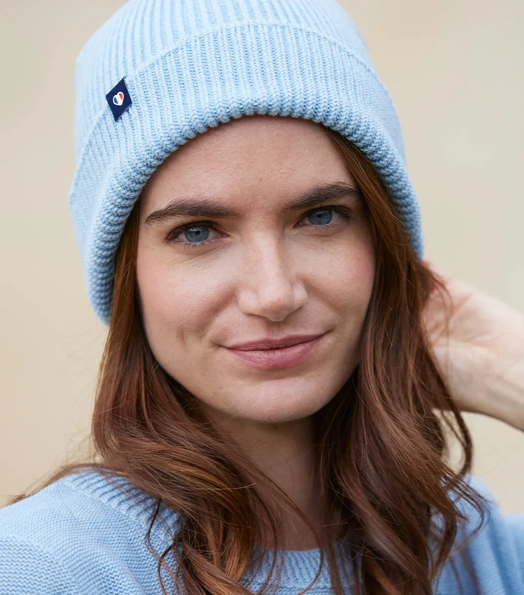 Cocorico Ciel bonnet bleu ciel laine mérinos