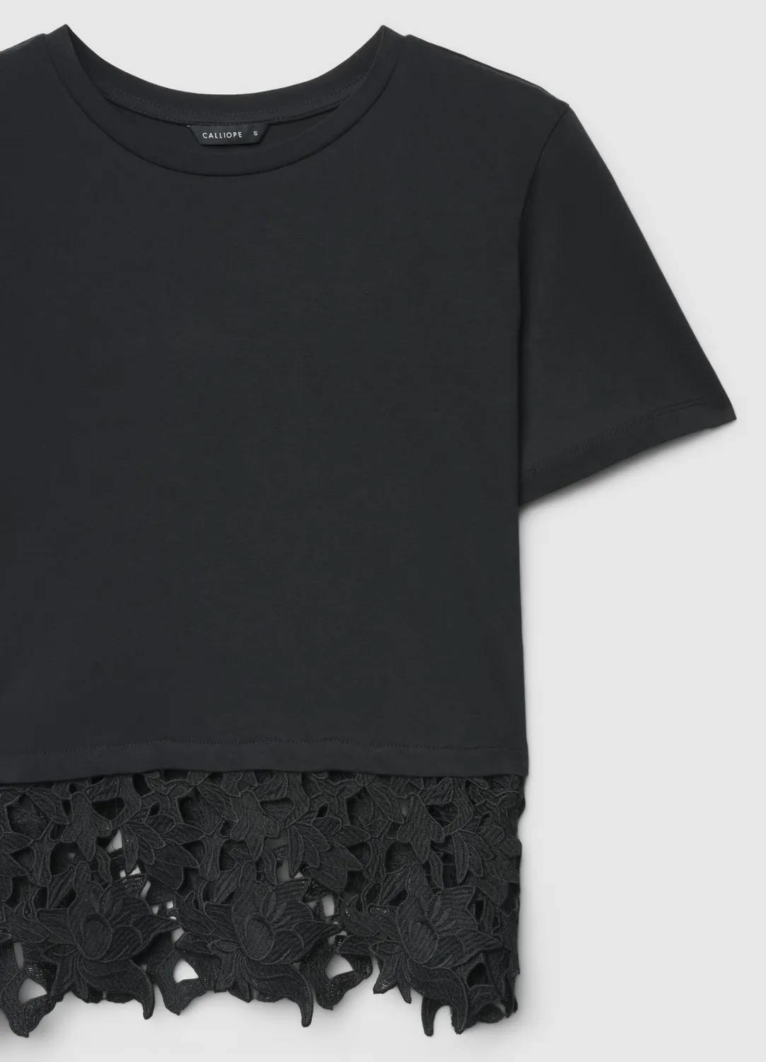 Calliope t-shirt femme fond dentelle sangallo