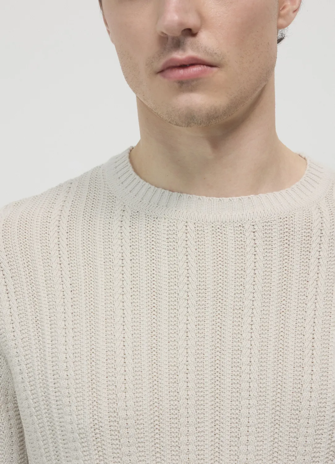 Calliope pull torsades col rond homme manches longues