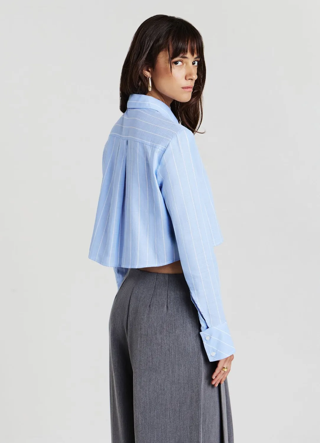 Calliope chemise crop rayures femme coton cravate