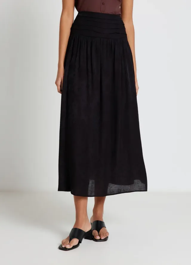 Calliope Jacquard jupe longue femme taille drapée