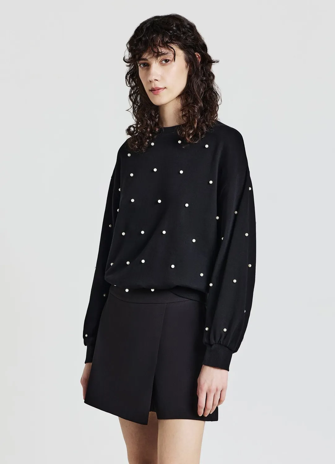 Calliope Felpa perle sweat femme col rond à perles