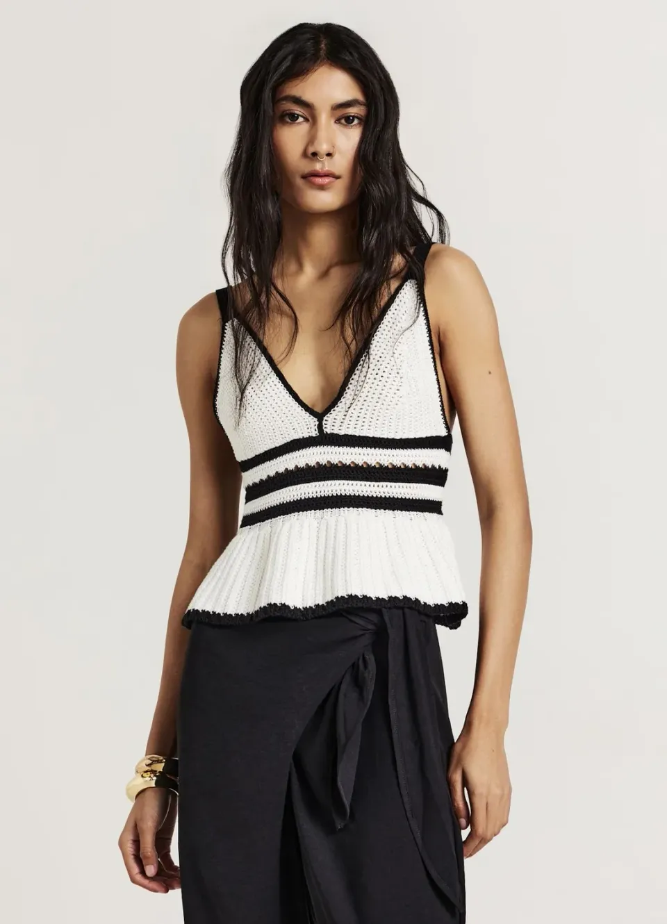 Calliope Top à peplum femme coton uni coupe regular