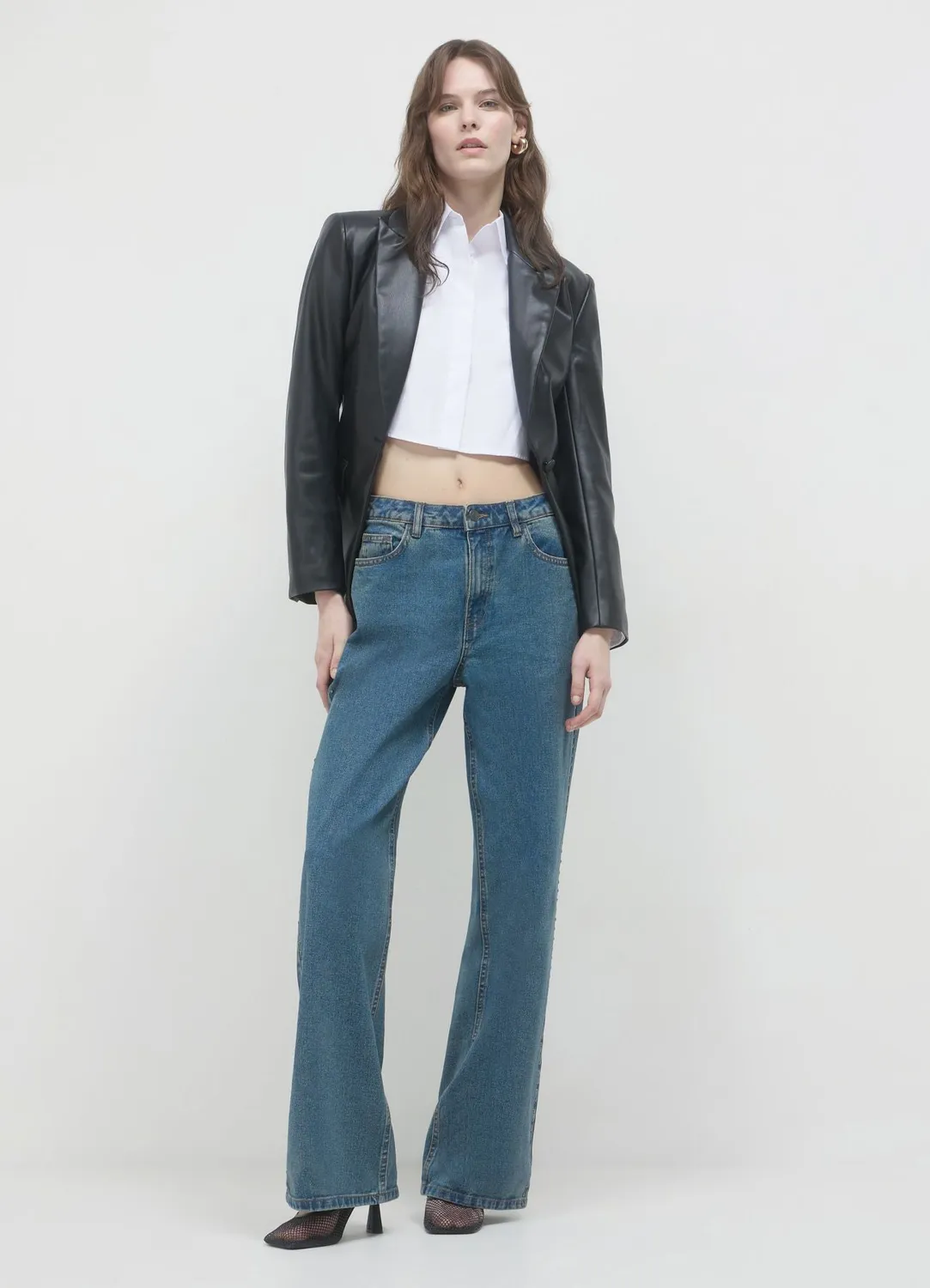 Calliope jean wide leg femme clouté