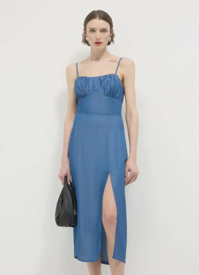 Calliope robe longue unie robe bretelles femme
