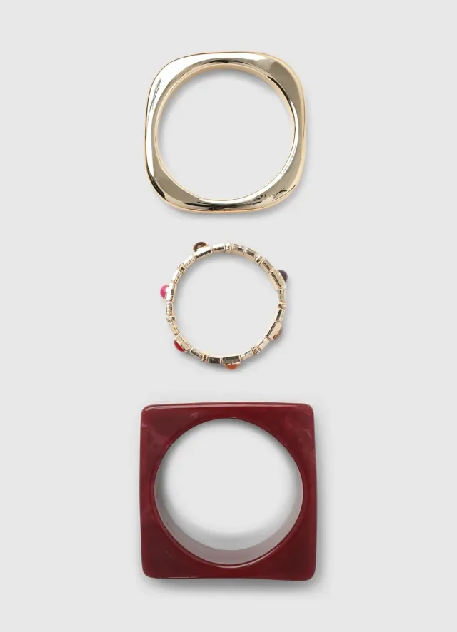 Calliope pack 3 bracelets rigides femme doré