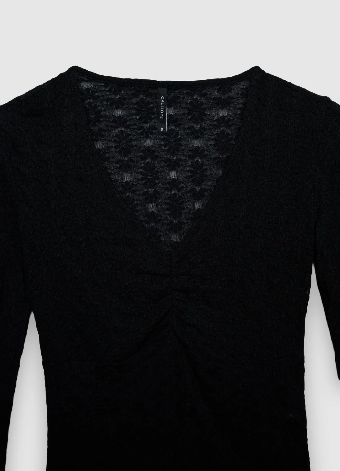 Calliope T-shirt maniche frill femme col V dentelle