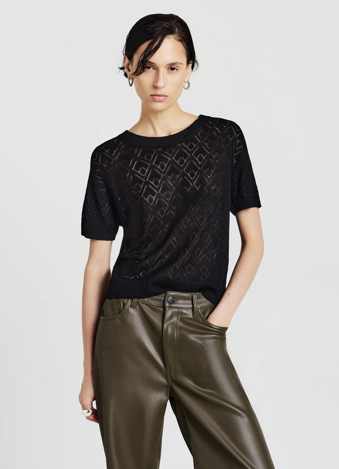 Calliope t-shirt femme ajouré uni col rond