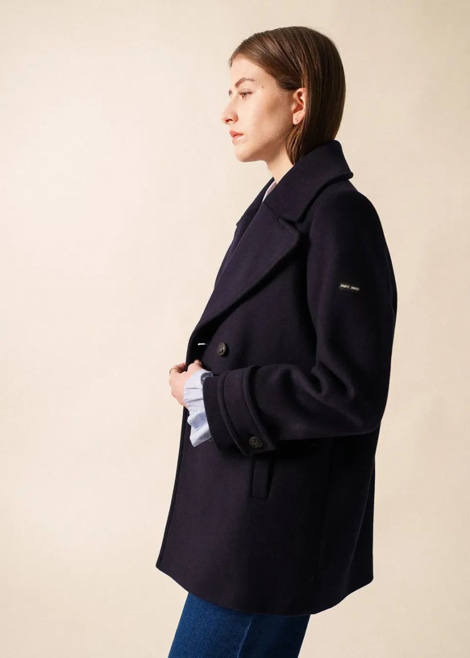 Saint James Ste Romy caban navy femme laine vierge