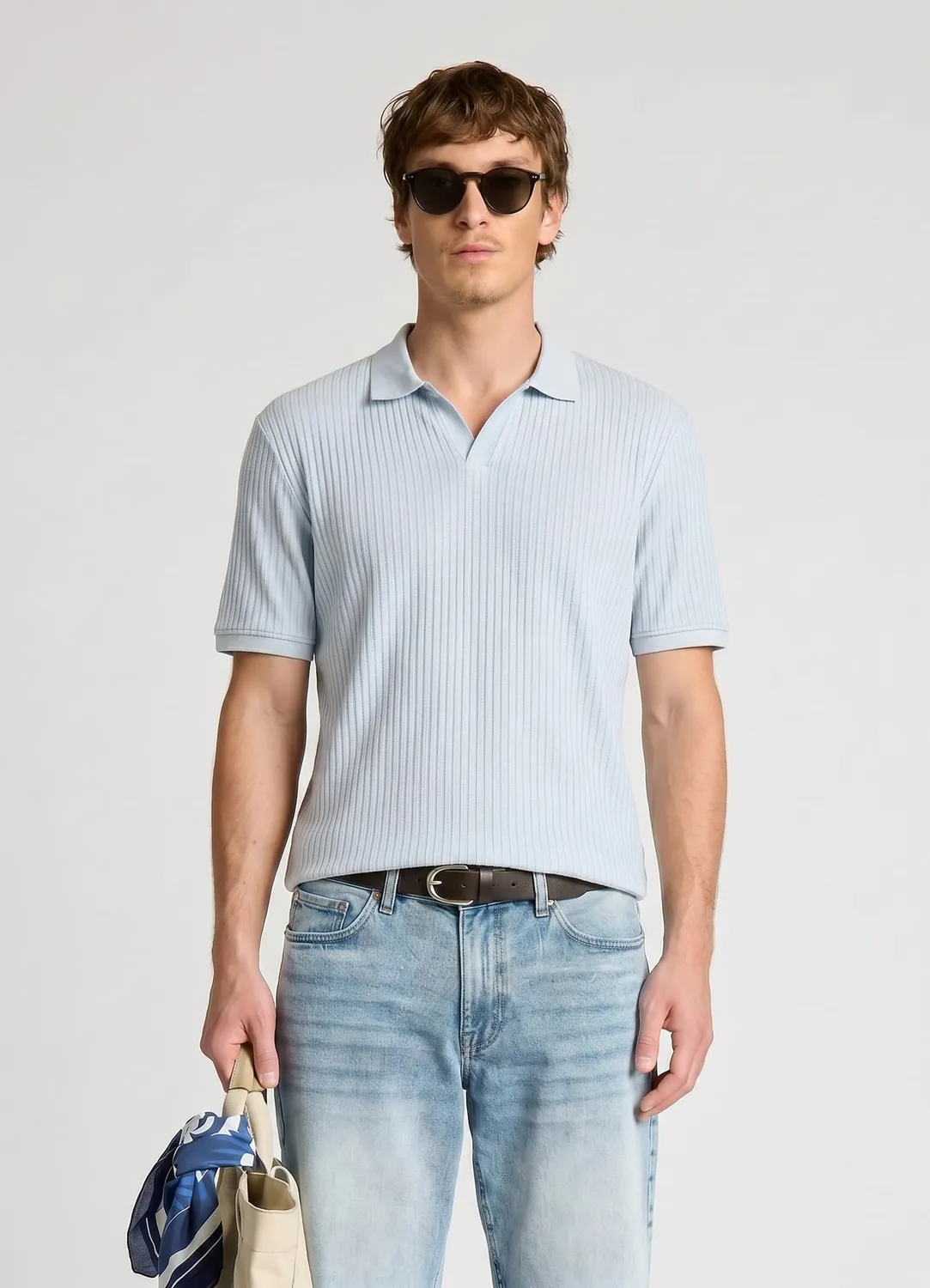 Calliope polo cotele homme col V manches courtes uni