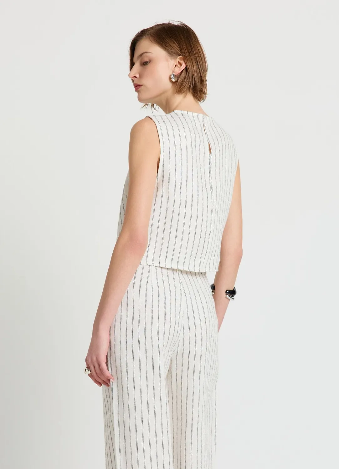 Calliope top femme rayé lin col rond