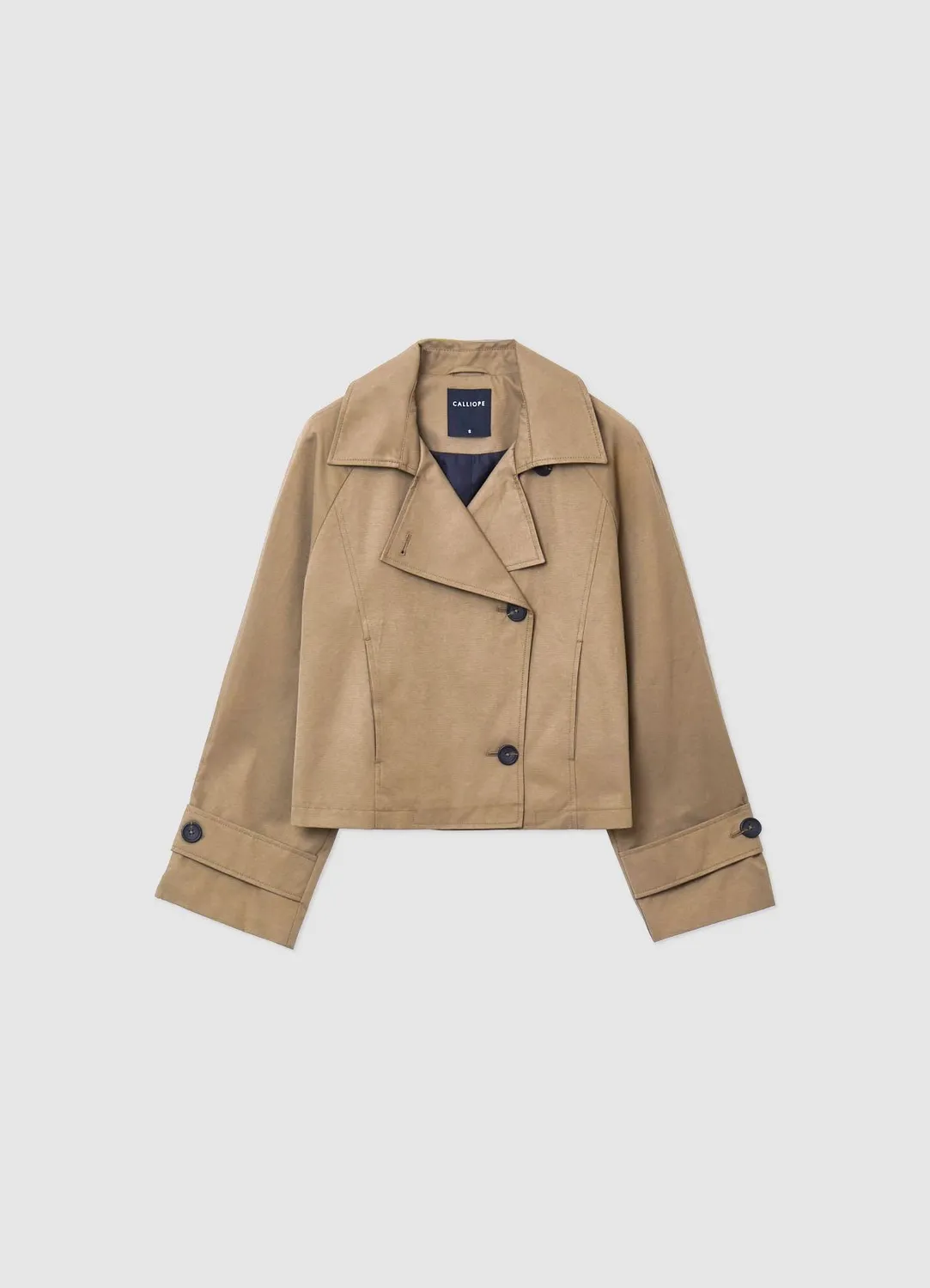 Calliope trench court femme revers boutons uni