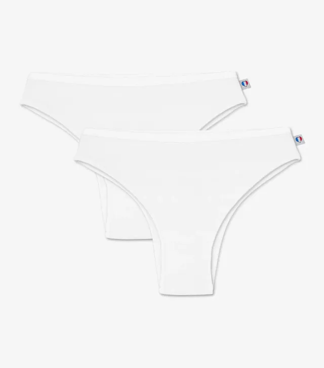 Cocorico Intemporel tanga femme blanc x2 coton