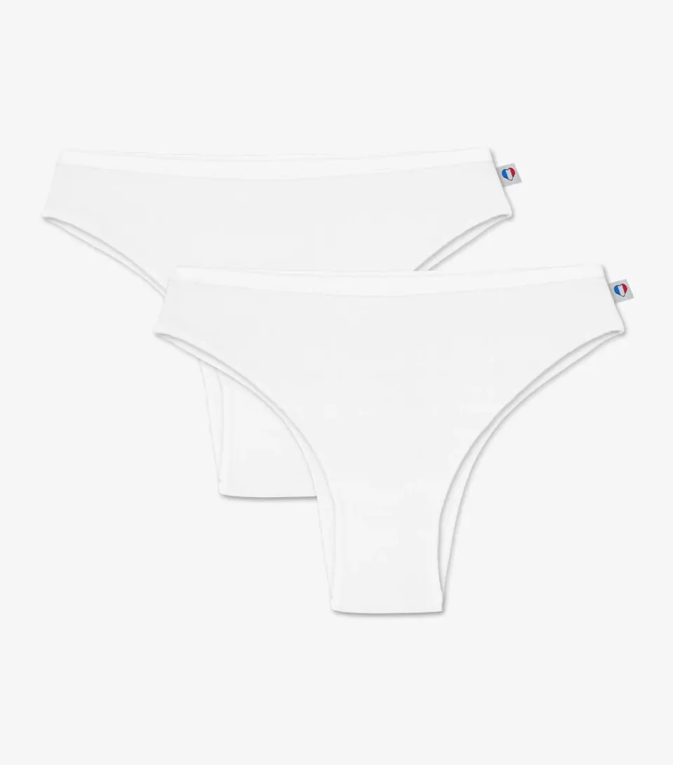 Cocorico Intemporel tanga femme blanc x2 coton
